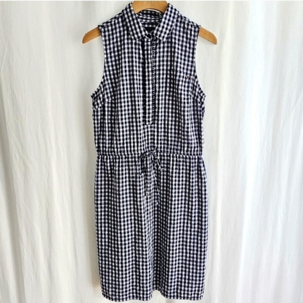 Tommy Hilfiger Gingham Sleeveless Shirt Dress